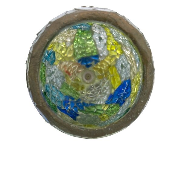 Retro MCM Mosaic Glass Brandy Snifter Candle Holder Pedestal Vase 1970's Vintage - Picture 5 of 15